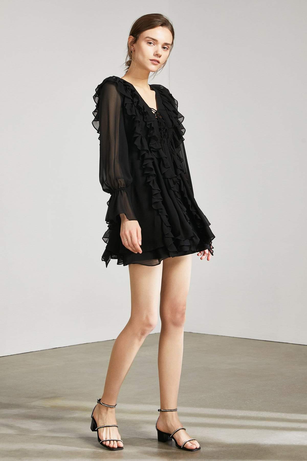 FRIDA BLACK RUFFLED DRESS
