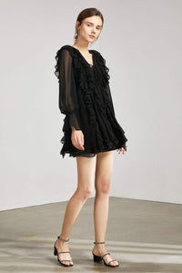 FRIDA BLACK RUFFLED DRESS