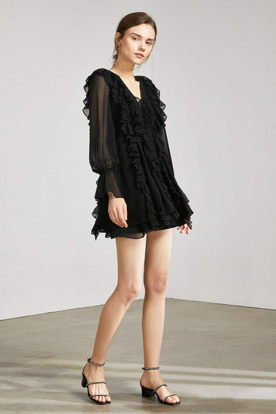 FRIDA BLACK RUFFLED DRESS
