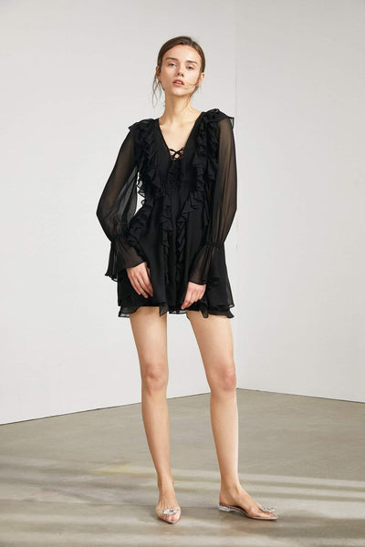 FRIDA BLACK RUFFLED DRESS
