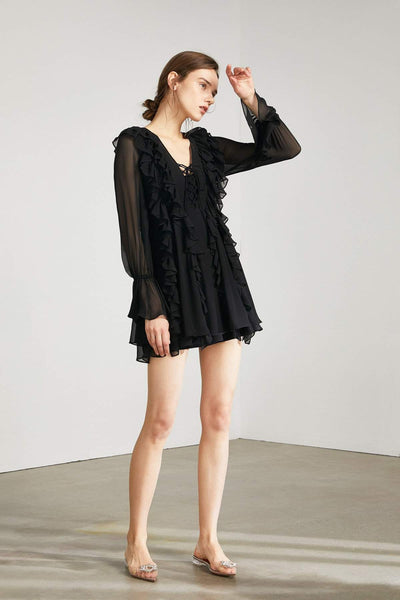 FRIDA BLACK RUFFLED DRESS